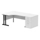 Rayleigh Ergonomic Corner Desk With 800mm Deep Pedestal - Cantilever Frame